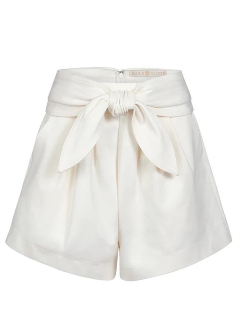 Marie Oliver-Emmitt Cream High-Waist Tie-Front Women’s Shorts - Picture 3 of 6